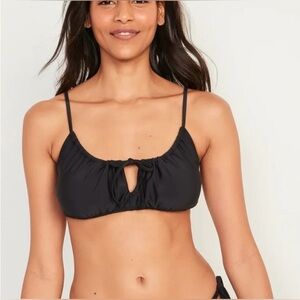 Old Navy XS Gathered Keyhole-Front Bikini Black Swim Top NWOT